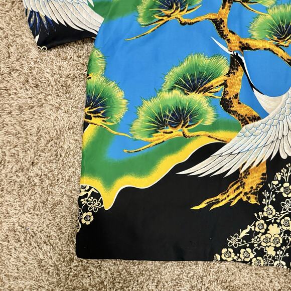 RARE Vintage 70’s Sears Hawaiian Japanese Cranes Button Up Camp Shirt Men Size L - Picture 9 of 10